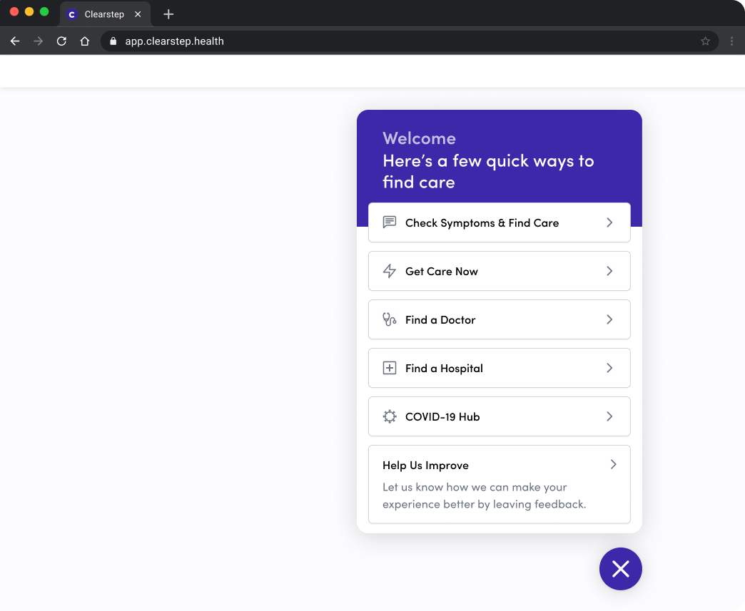 Clearstep digital triage software welcome